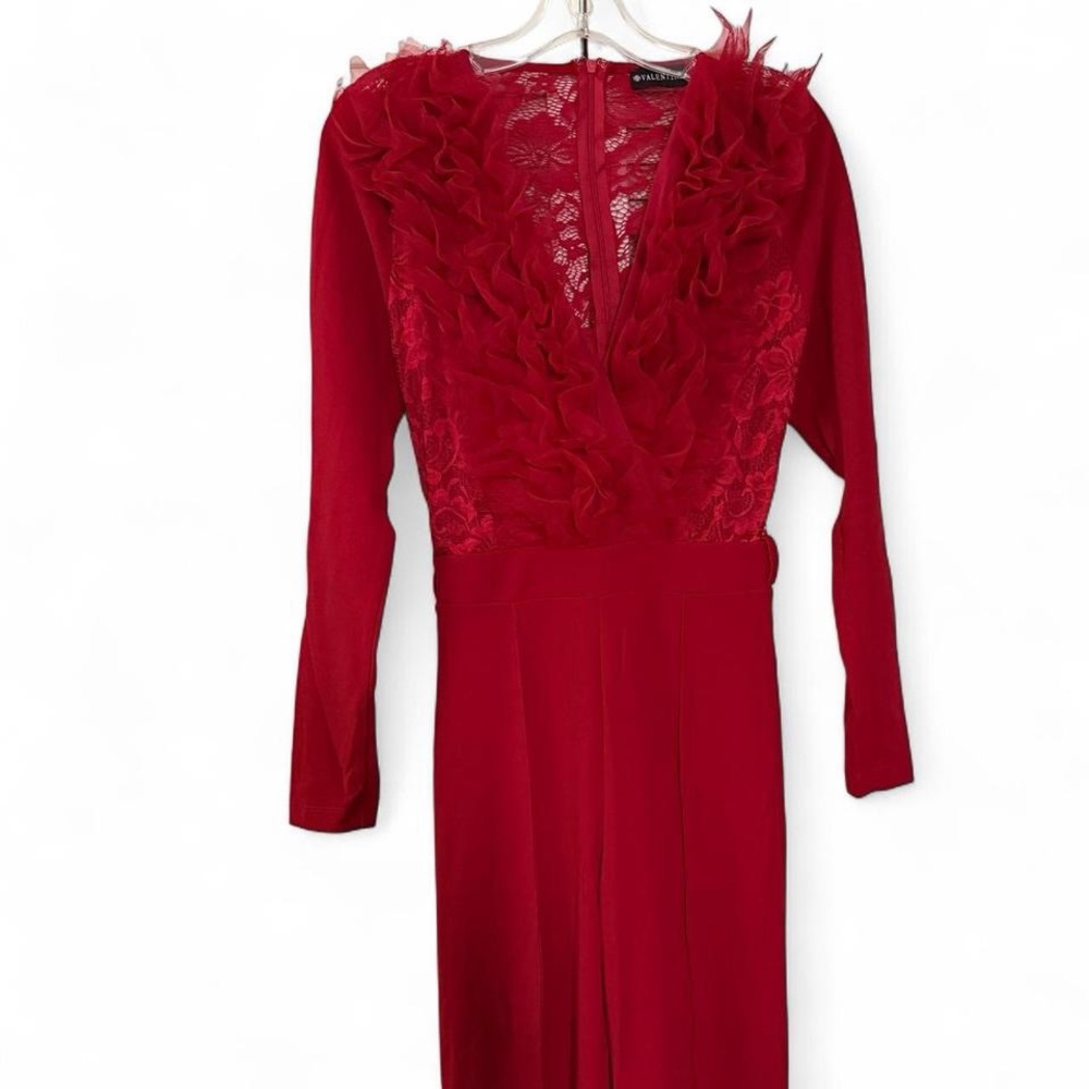 Elegant Red Lace Jumpsuit